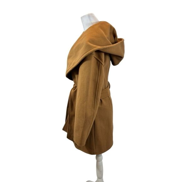 Ladies Avec Les Filles Camel Color Oversized Collar Hooded Coat Size Small - Picture 3 of 10